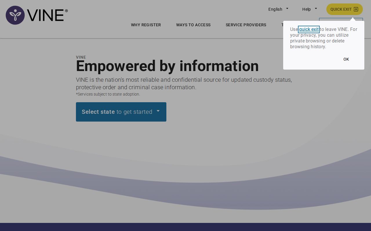 VINELink custody search entry page