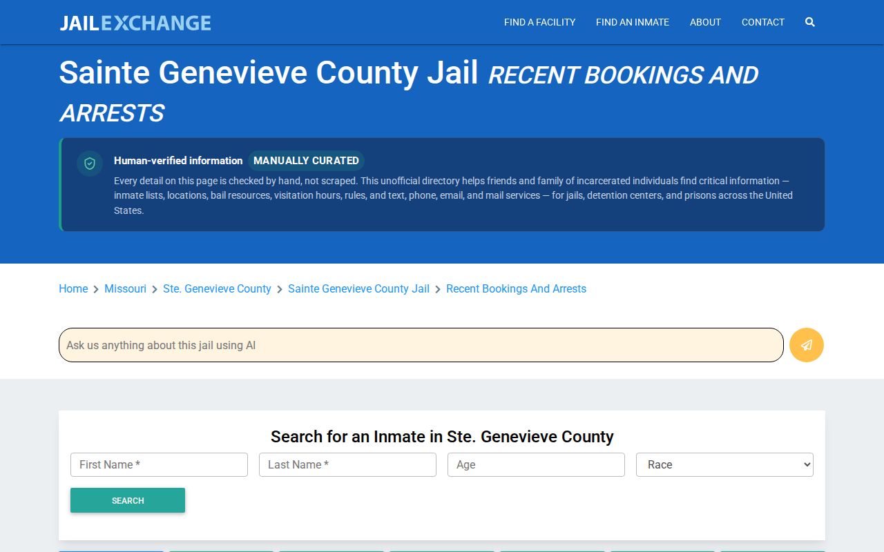 Unofficial JailExchange Ste. Genevieve County facility guide